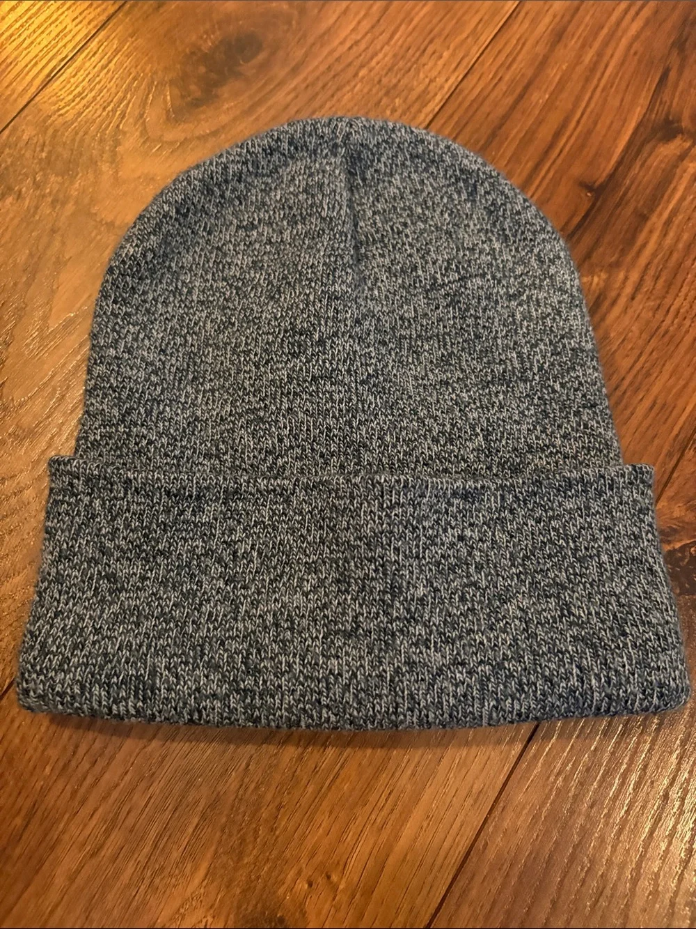 Carhartt Gray/Blue Knit Cuffed Beanie with Gold Logo Patch